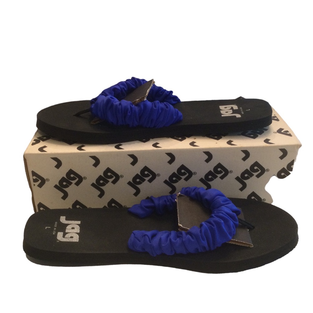 Jag Royal Blue Scrunchie Thong Flip Flop Sandal Size Large